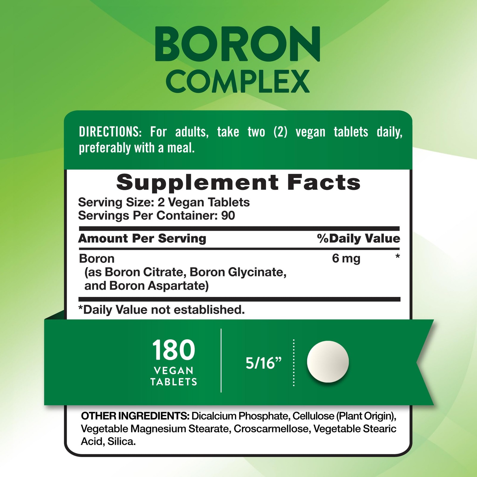 Boron Complex Supplement 6mg | 180 Vegan Non-GMO Gluten-Free Capsules