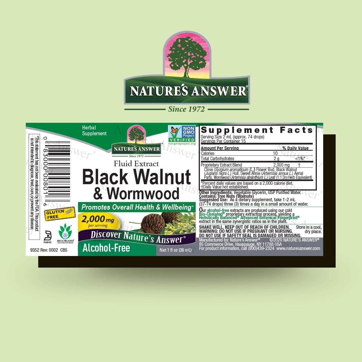 Nature’s Answer Black Walnut & Wormwood Complex – 2000mg Digestive Support
