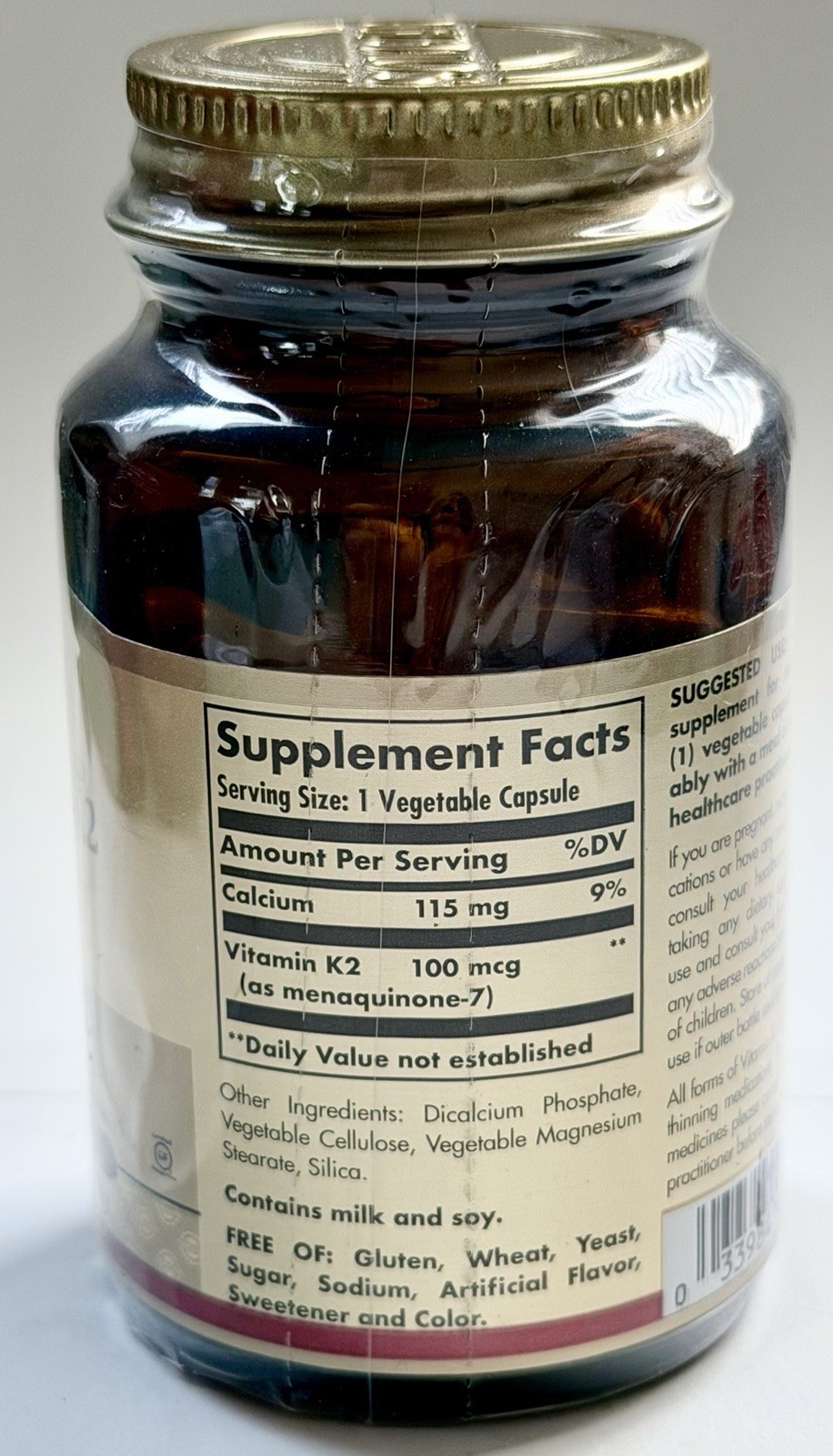 Solgar Vitamin K2 MK-7 100 mcg 50 Veg Capsules Gluten-Free Bone Health