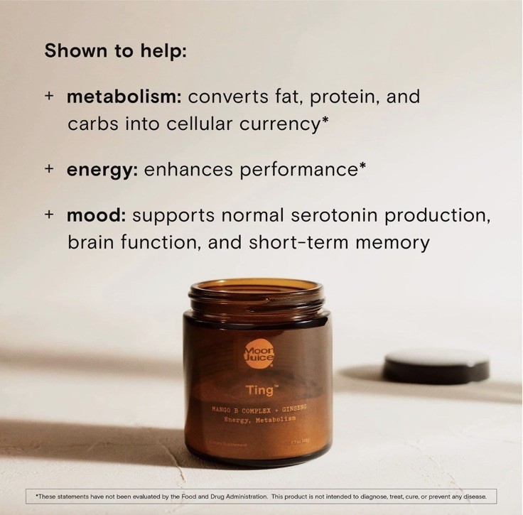Moon Juice – Ting Mango Vitamin B Complex + Ginseng Supplement – Jar 25 Servi…