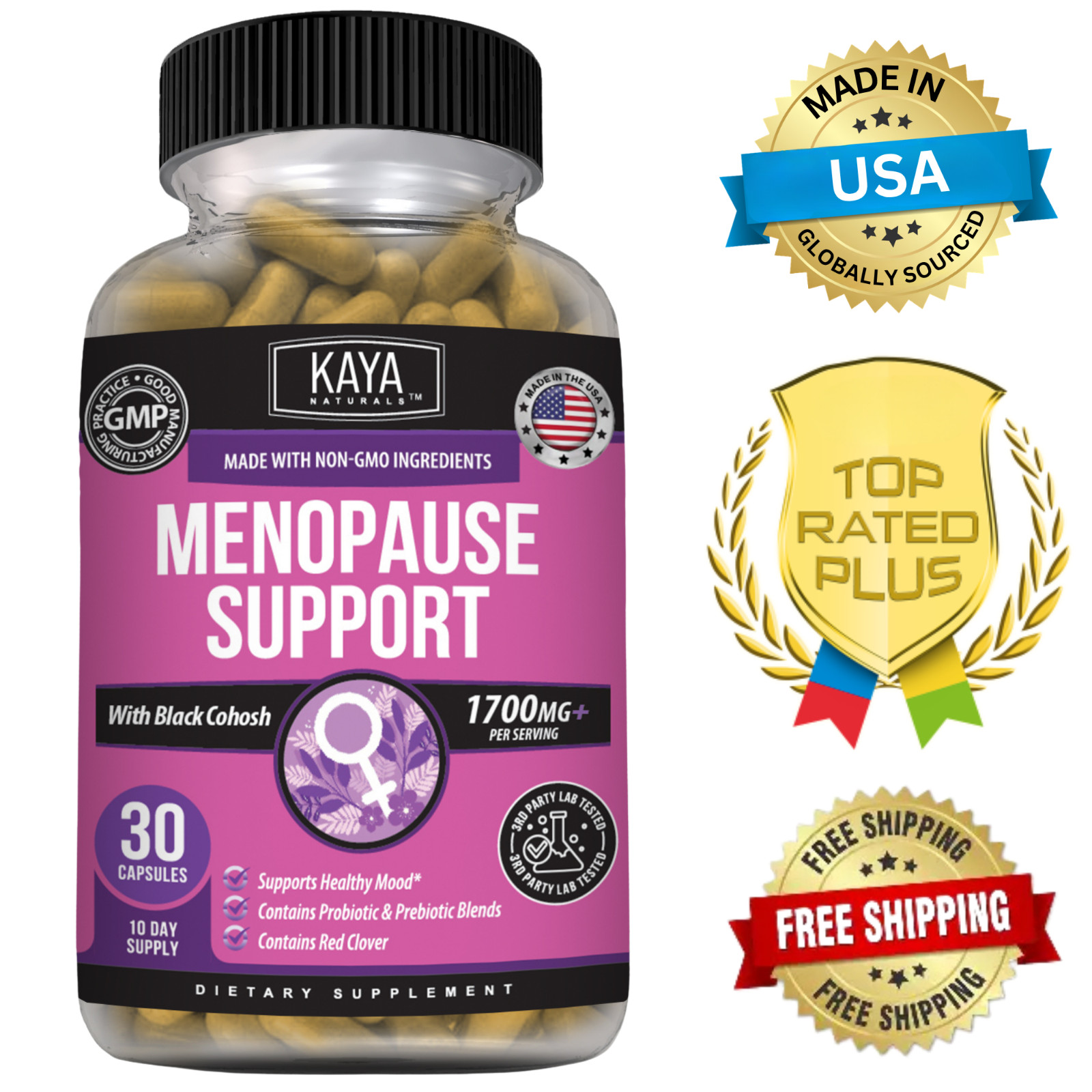 Menopause Support Supplement for Women with Black Cohosh, DIM & Red Clover