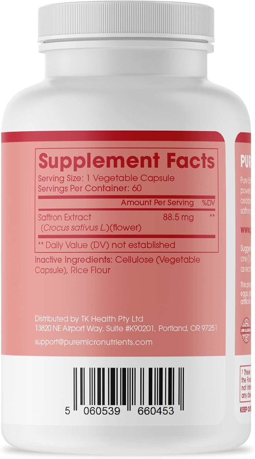 Saffron Supplements – 100% Pure Saffron Extract Capsules – Boost Energy & Mood,