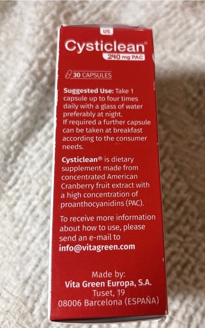 Cysticlean, 30 Capsules– 240 Mg PAC – For Urinary Tract Infections, Exp 02/2026