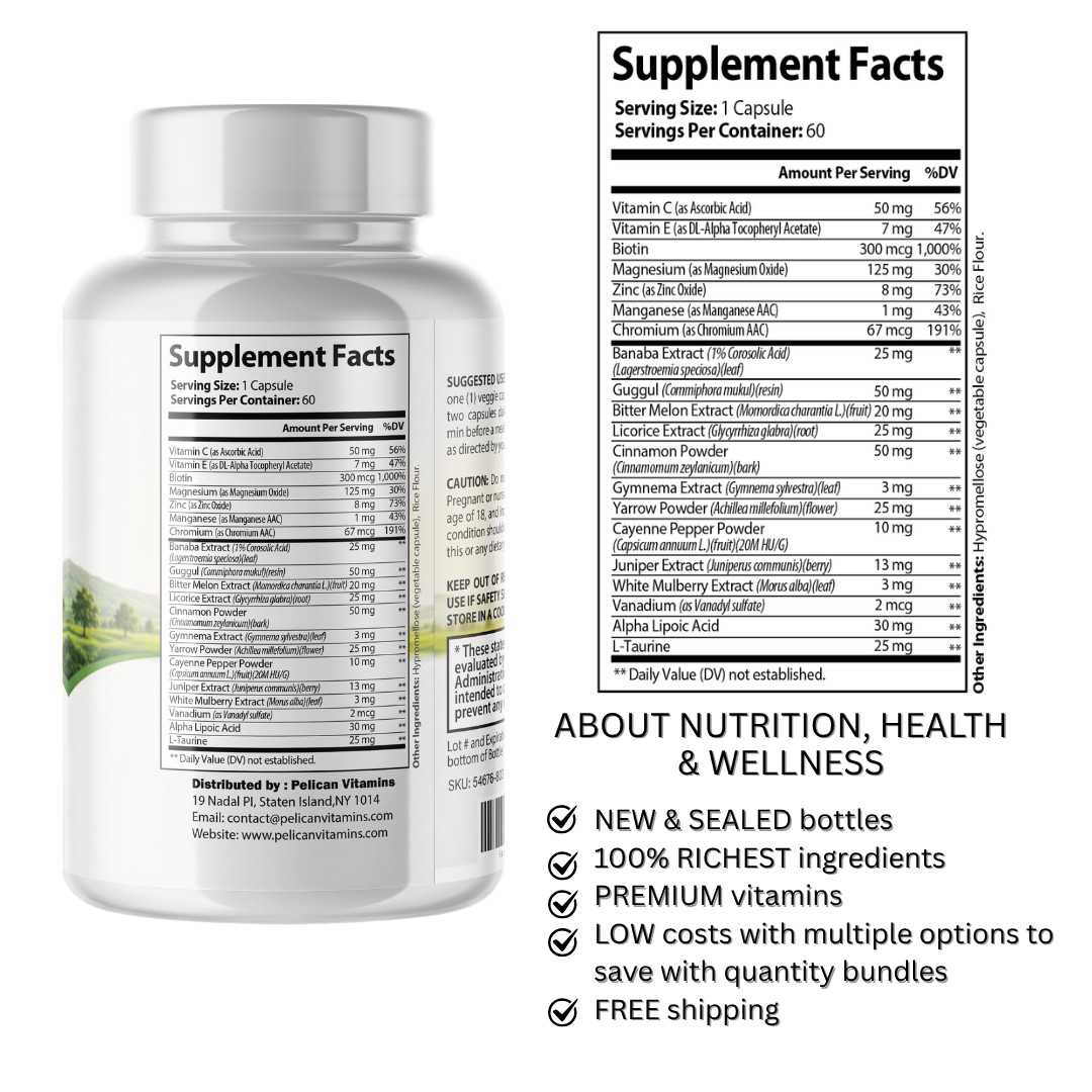 GlucoTree- Blood Support- 4 Bottles- 240 Capsules