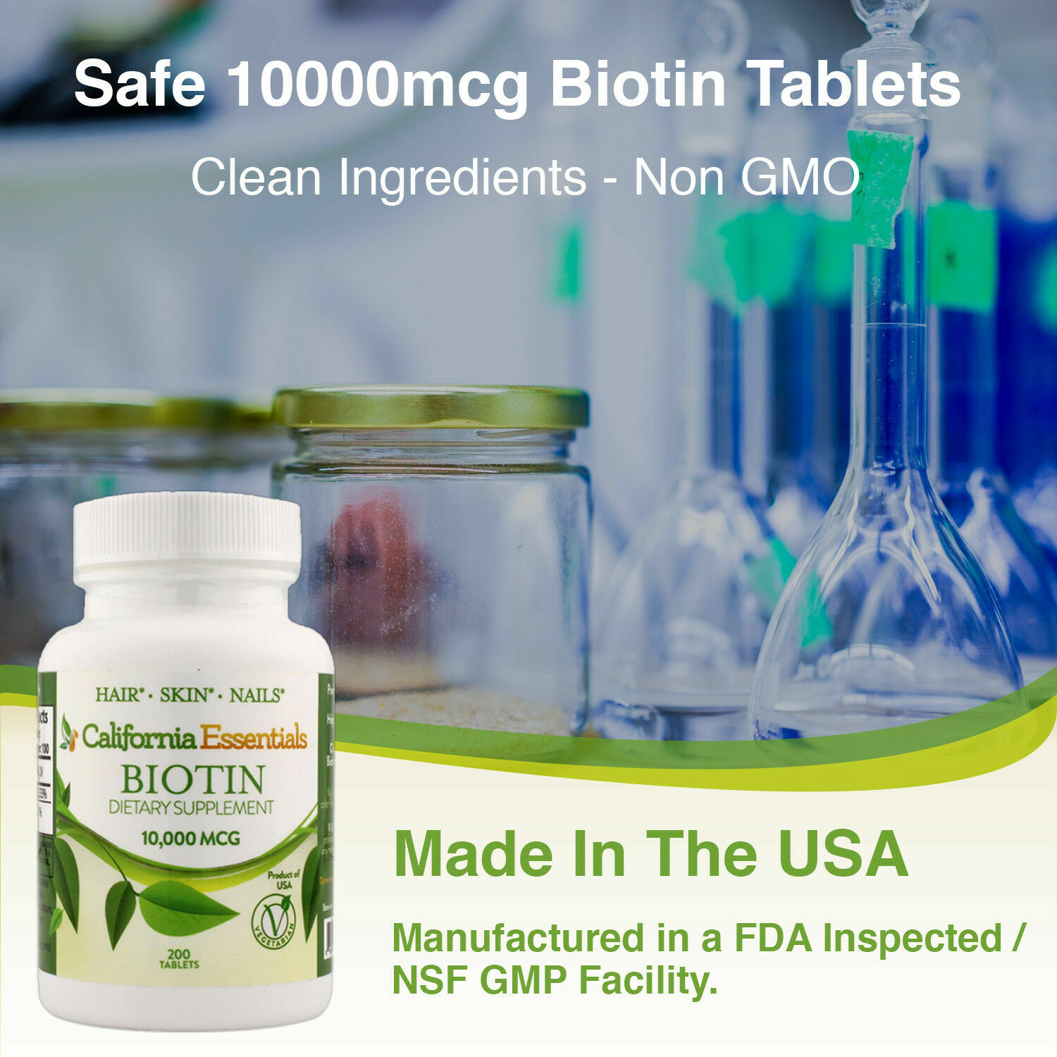 BIOTIN 10,000mcg HAIR,SKIN,NAIL HEALTH -CLEANEST FORMULA-MAXIMUM DOSAGE