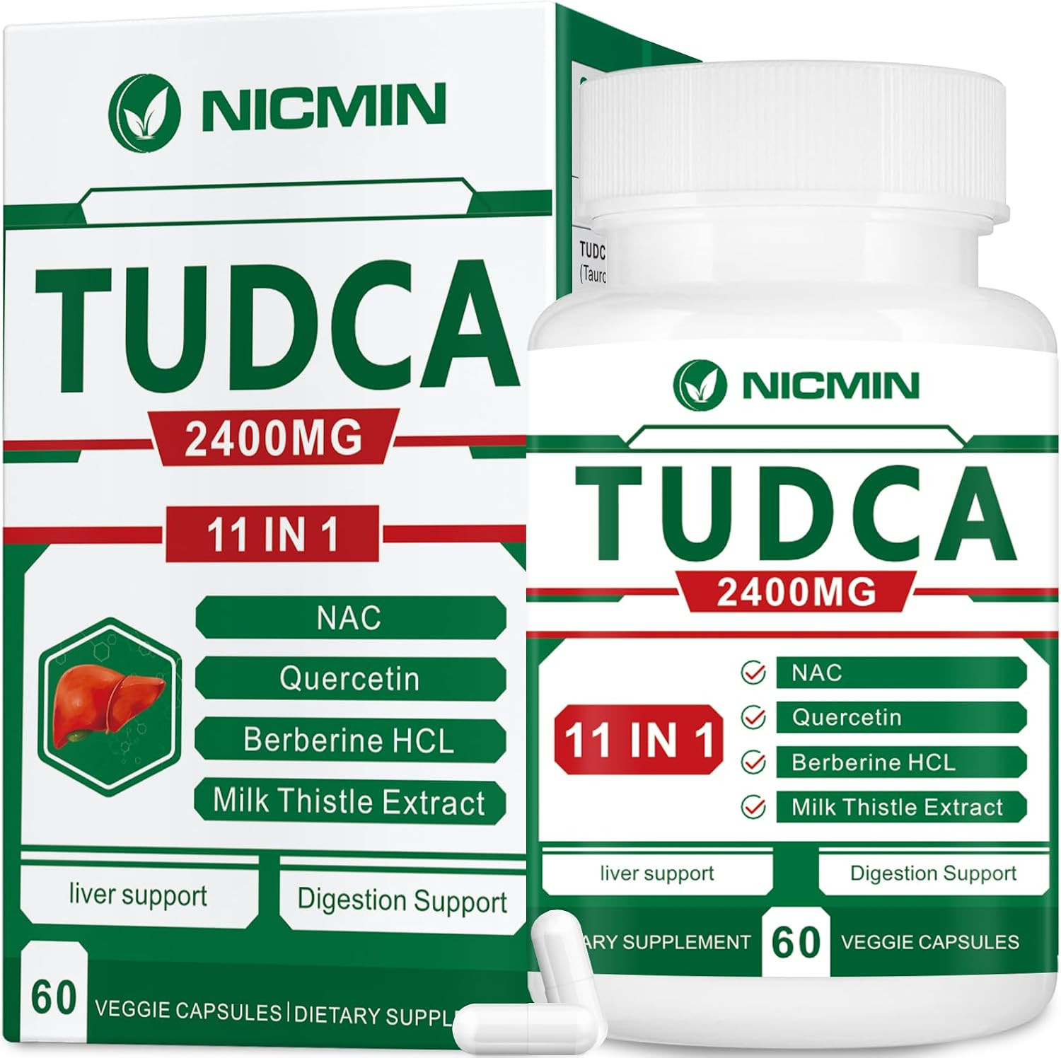 TUDCA Supplements 2400MG, Bile Salts Complex for Liver Detox & Gallbladder Clean