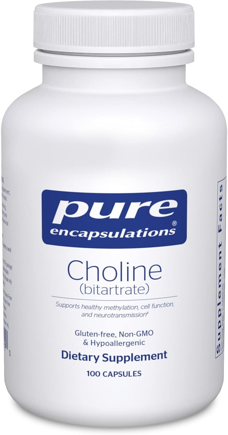 Pure Encapsulations Choline Bitartrate – Brain & Liver Support – 100 Caps