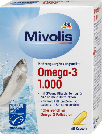5x Omega-3 1000, 40 Capsules Food Health Supplement; Gluten Free – from Germany!