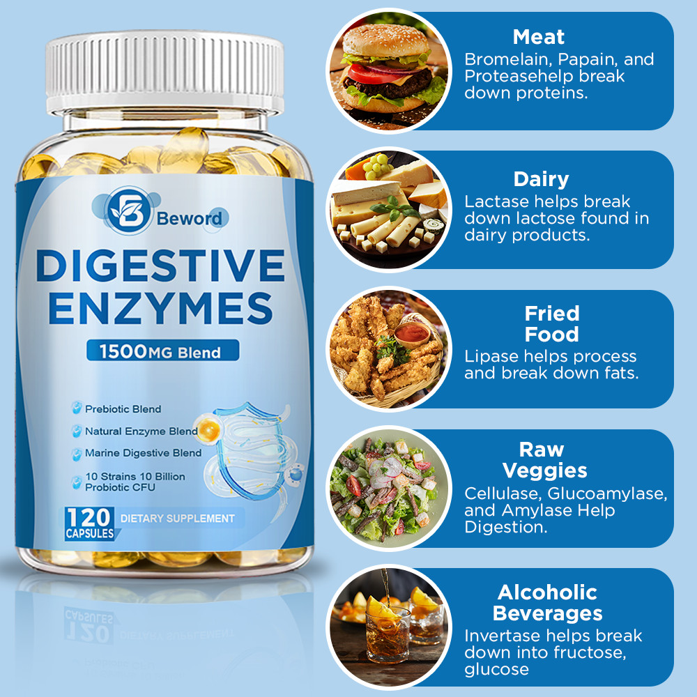 Digestive Enzymes Prebiotic & Probiotics Gas, Constipation & Bloating Relief 120