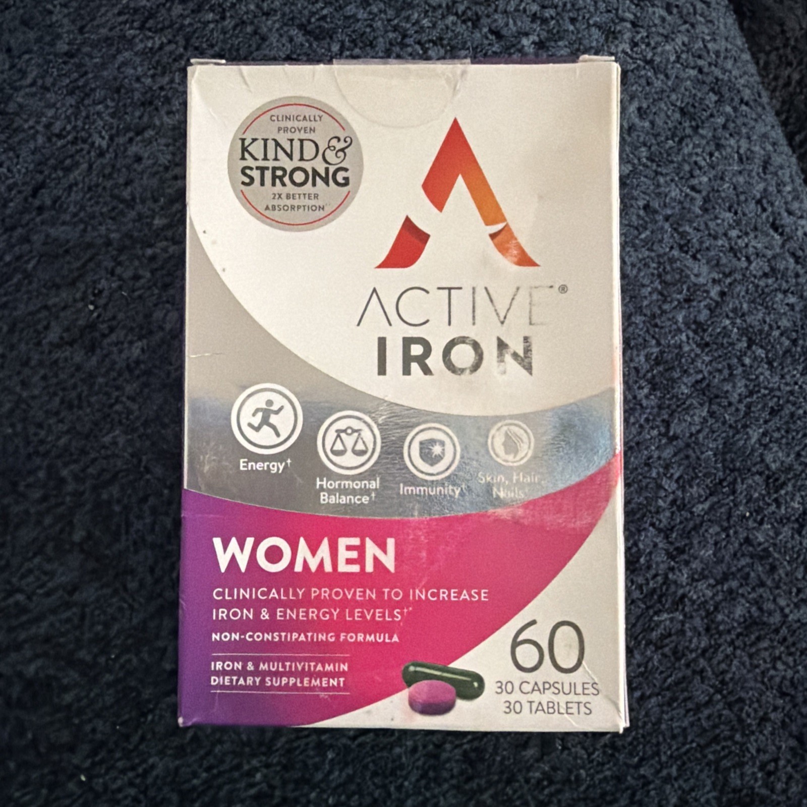 ACTIVE IRON Supplement 25mg + Multivitamin for Women 30 Capsules & 30 Tablets