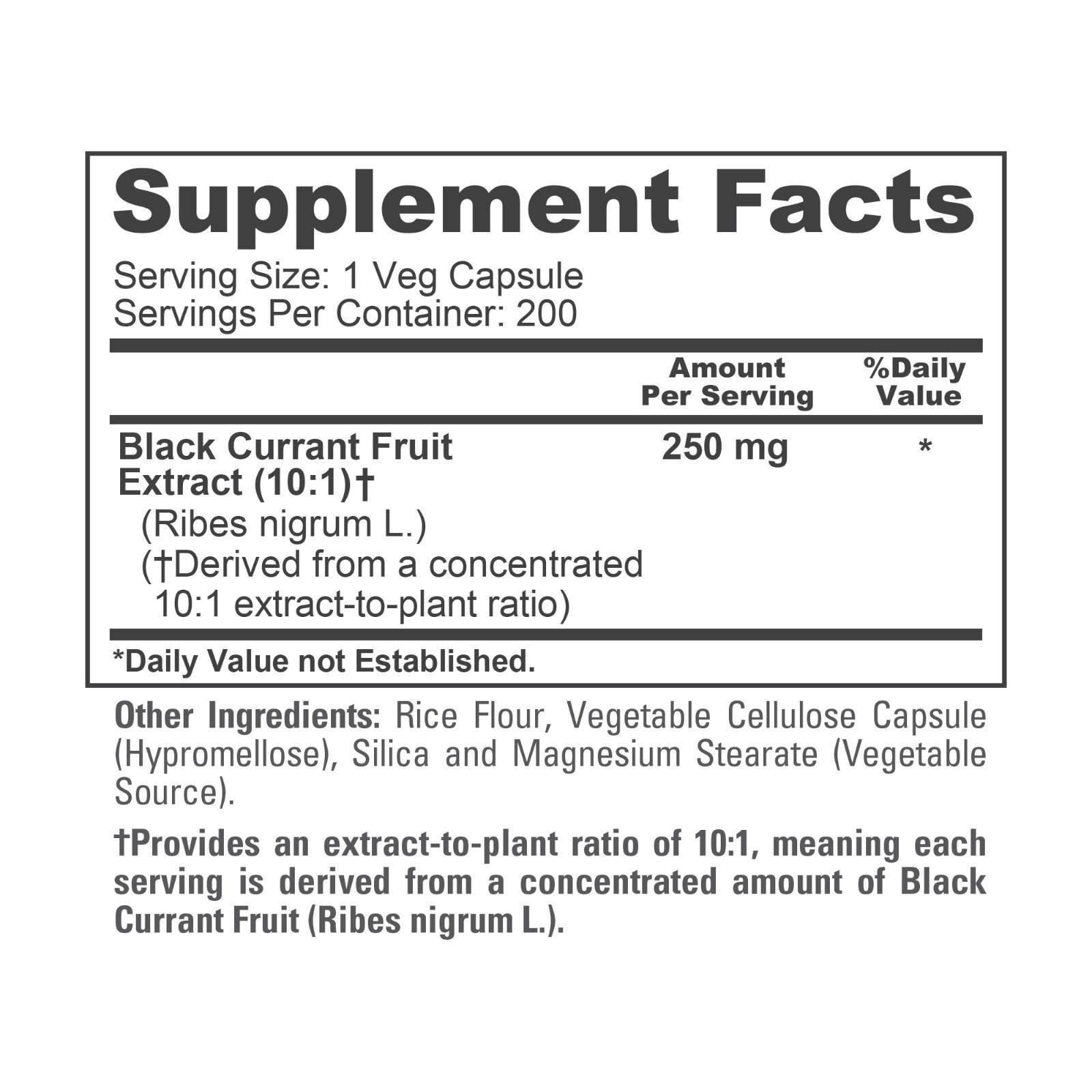 NusaPure Black Currant 2500 Mg Equivalent Per Powder Caps 200 Veggie Capsules