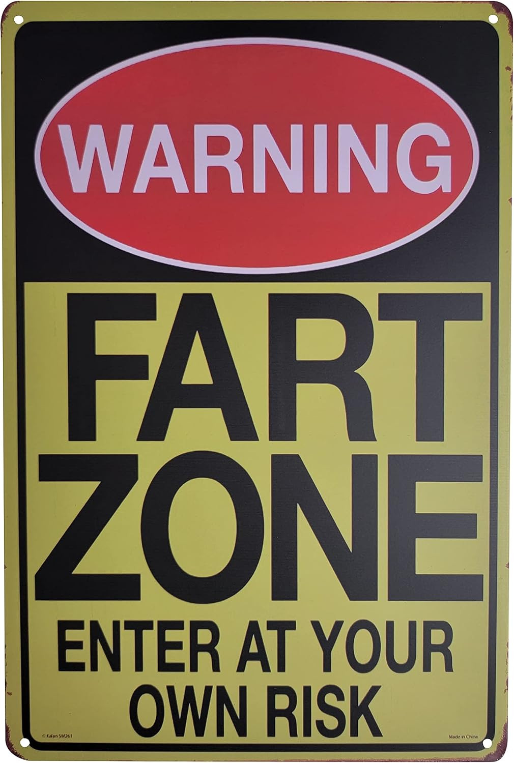 8″ X 12″ Metal Tin Sign (Warning Fart Zone Enter at Your OWN Risk) Yellow Backgr