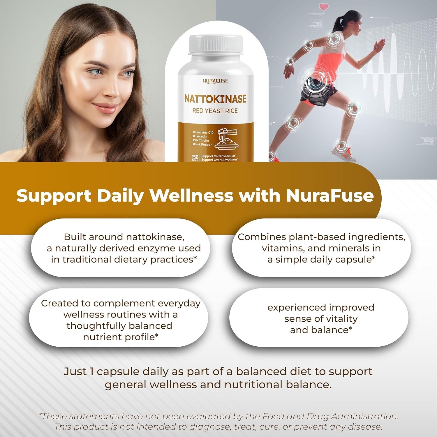 Holistic Nattokinase Supplement with Coenzyme Q-10 – 150 Capsules for Wellness