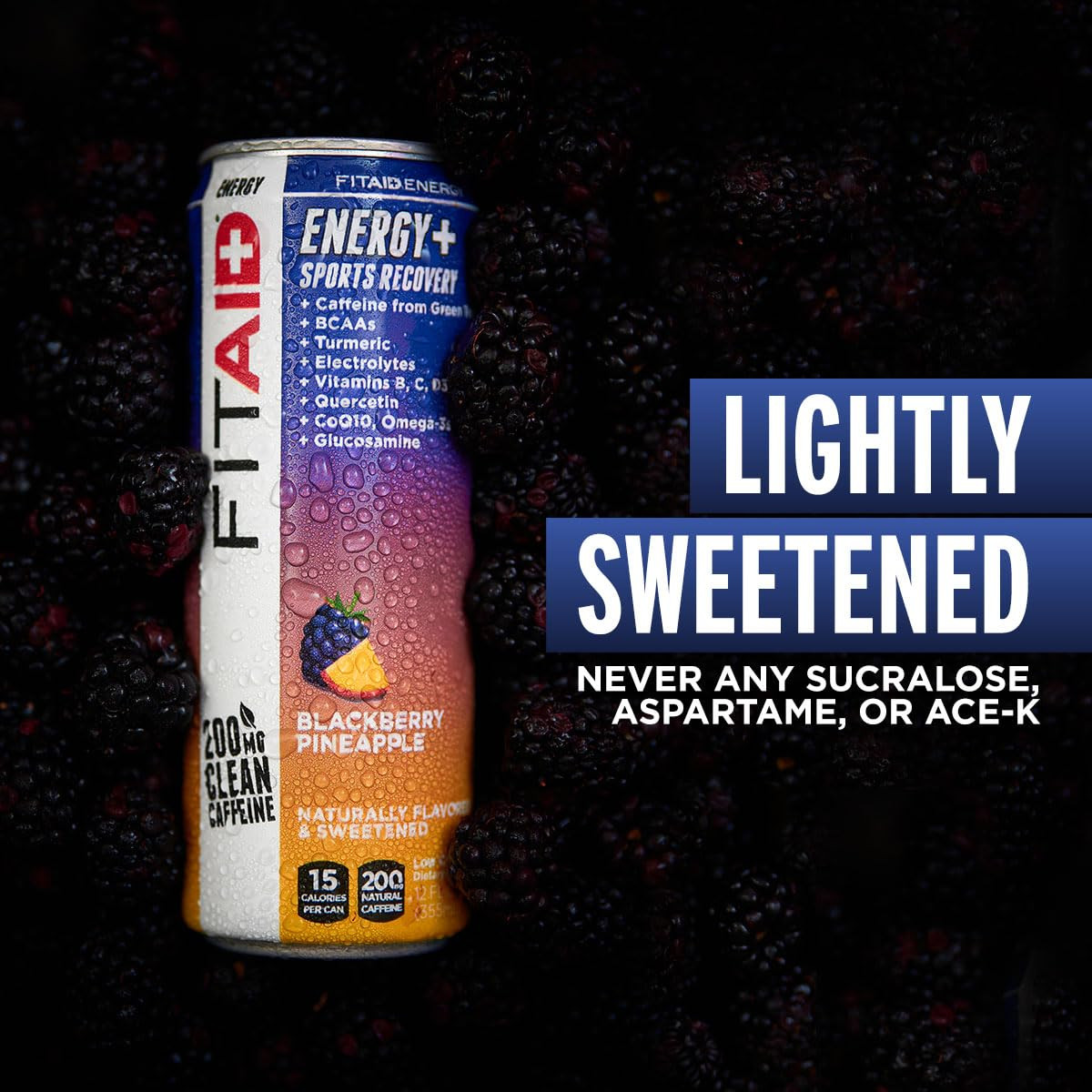 FITAID Energy Drink, 200mg Caffeine, Blackberry Pineapple, 12Pk