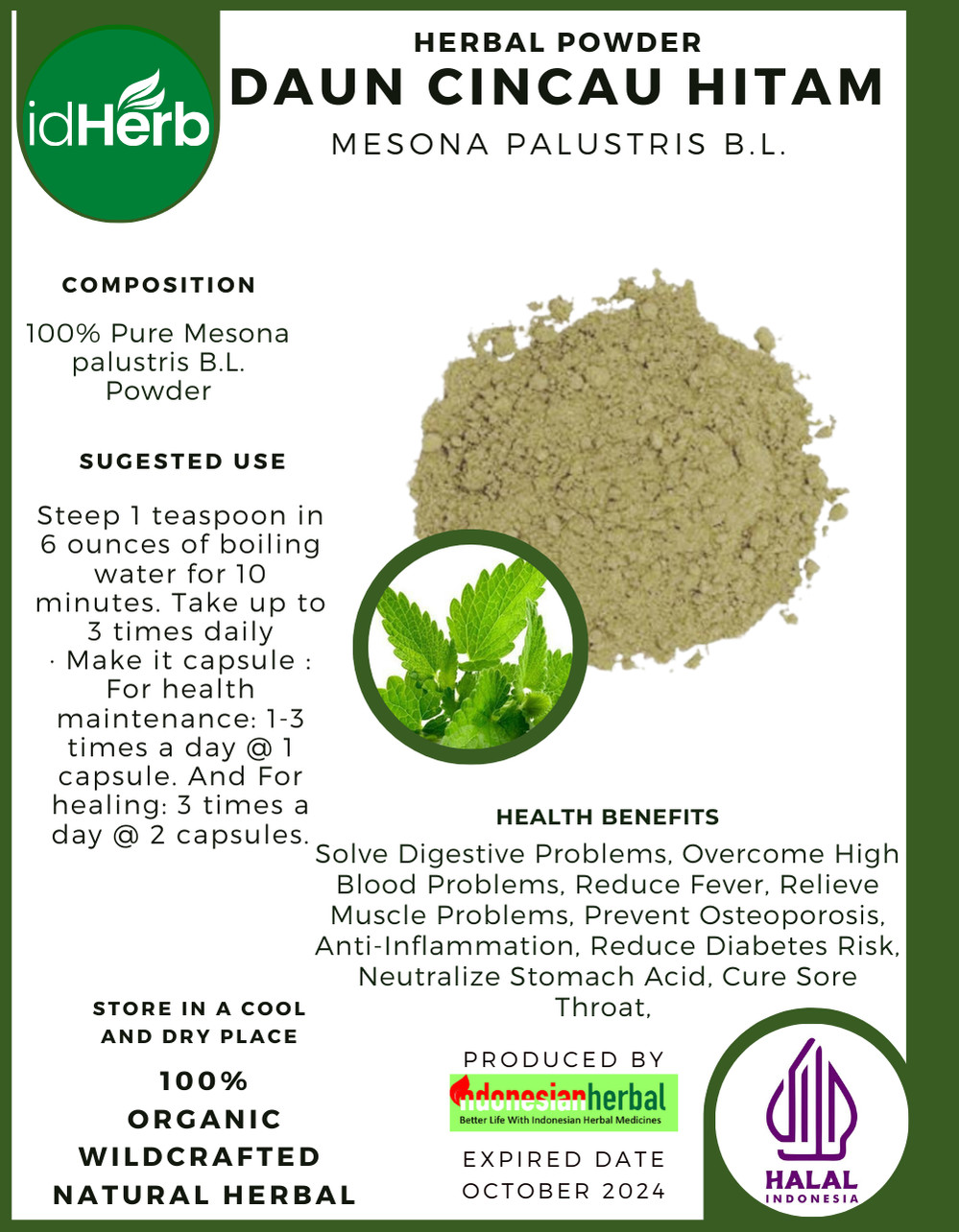 [idHerb] 50-500 gram Powder Black Grass Jelly Mesona Palustris B.L. WildCrafted