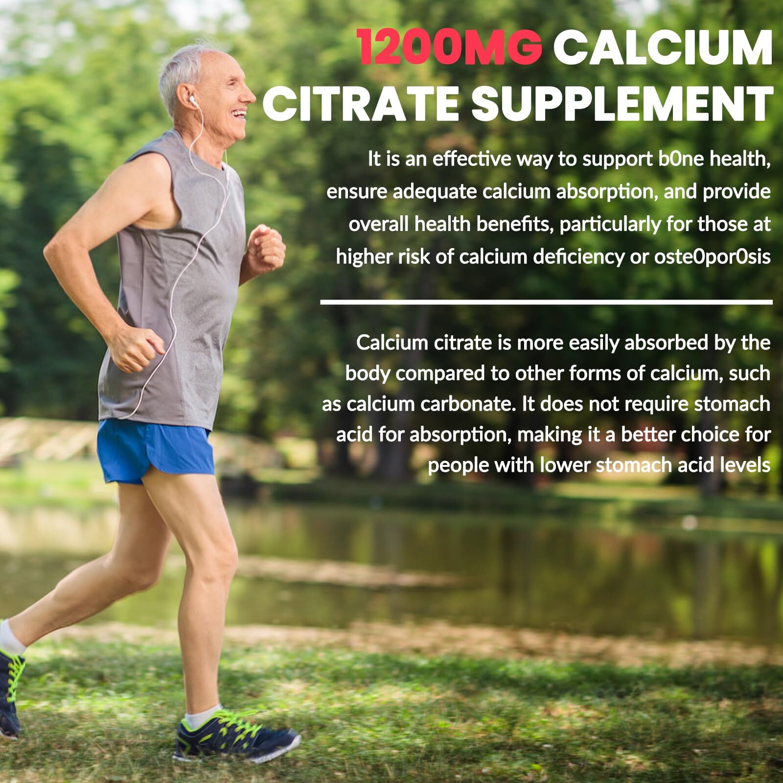 Calcium Citrate Supplement Gummies for Adult Women & Men Sugar Free 1200 Mg C…