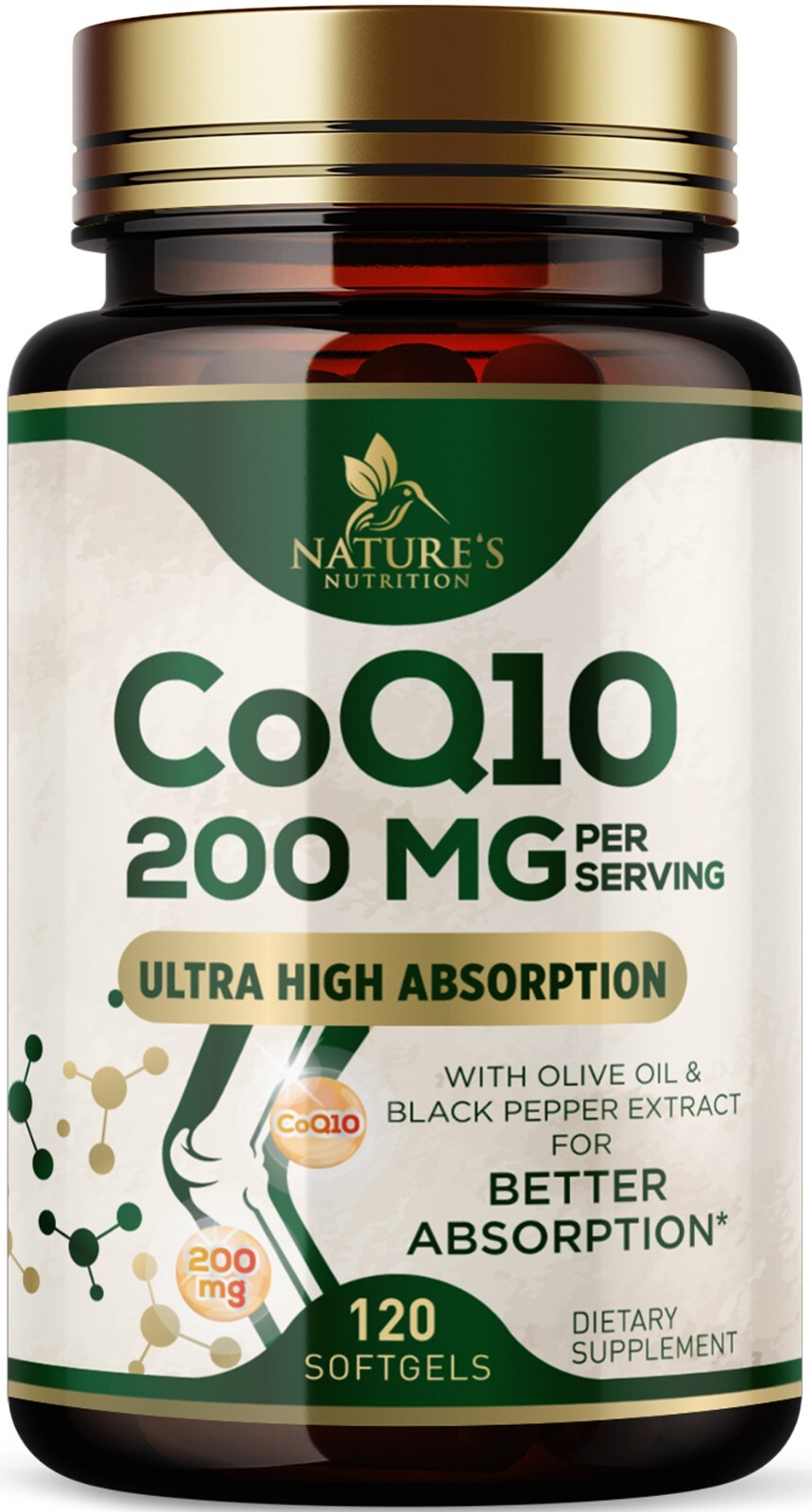 CoQ10 200mg Softgels – Coenzyme Q10 Heart Health Support Antioxidant Supplement