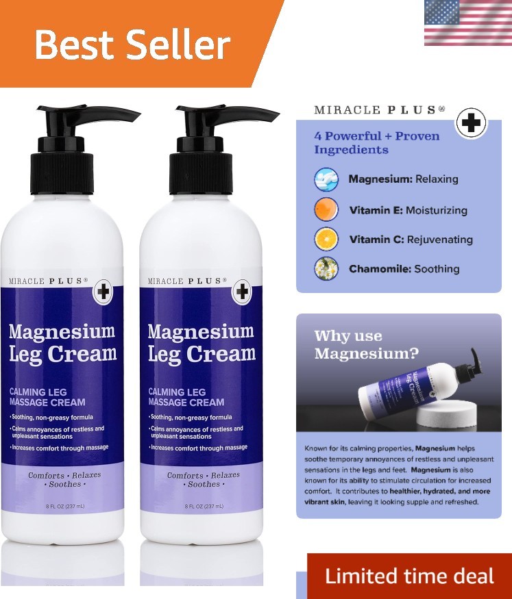 2-Pack Magnesium Cream for Legs – Soothe Itching & Discomfort with Herbal Blend