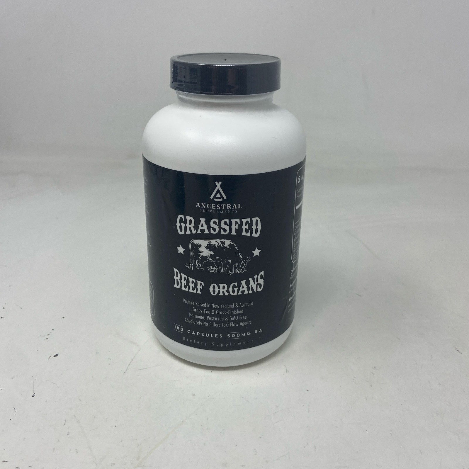 Ancestral Supplements Grass Fed Beef Organs 180ct Capsules Black/White