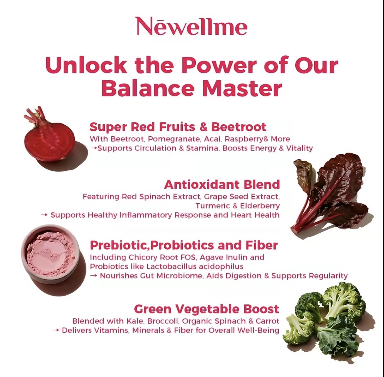 Newellme Balance Master Superfoods+ Beet Root Powder Mixed Berry 14ct – NEW