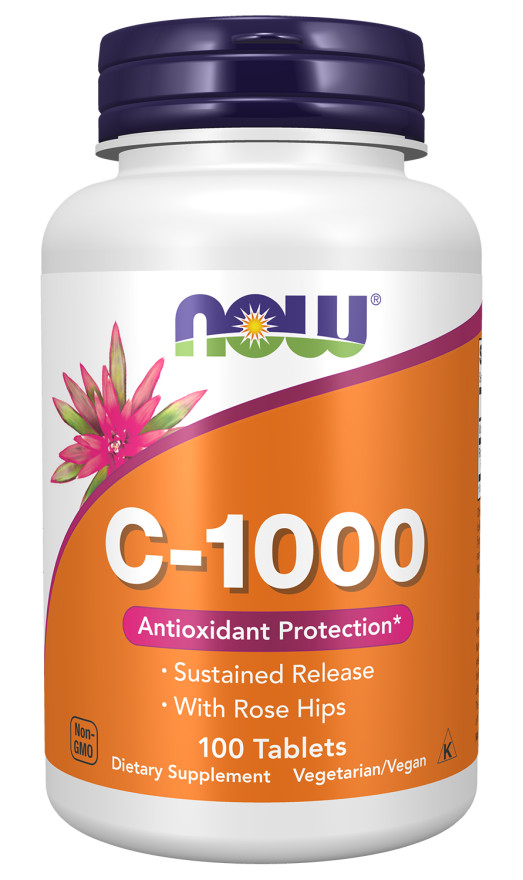 NOW FOODS Vitamin C-1000 Sustained Release with Rose Hips 100 Tablets 06/2028Exp