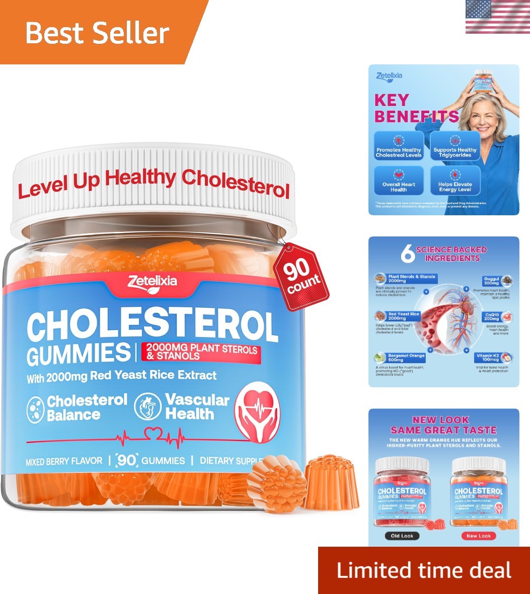 Extra-Strength Mixed Berry Cholesterol Gummies – 90 Count for Heart Health