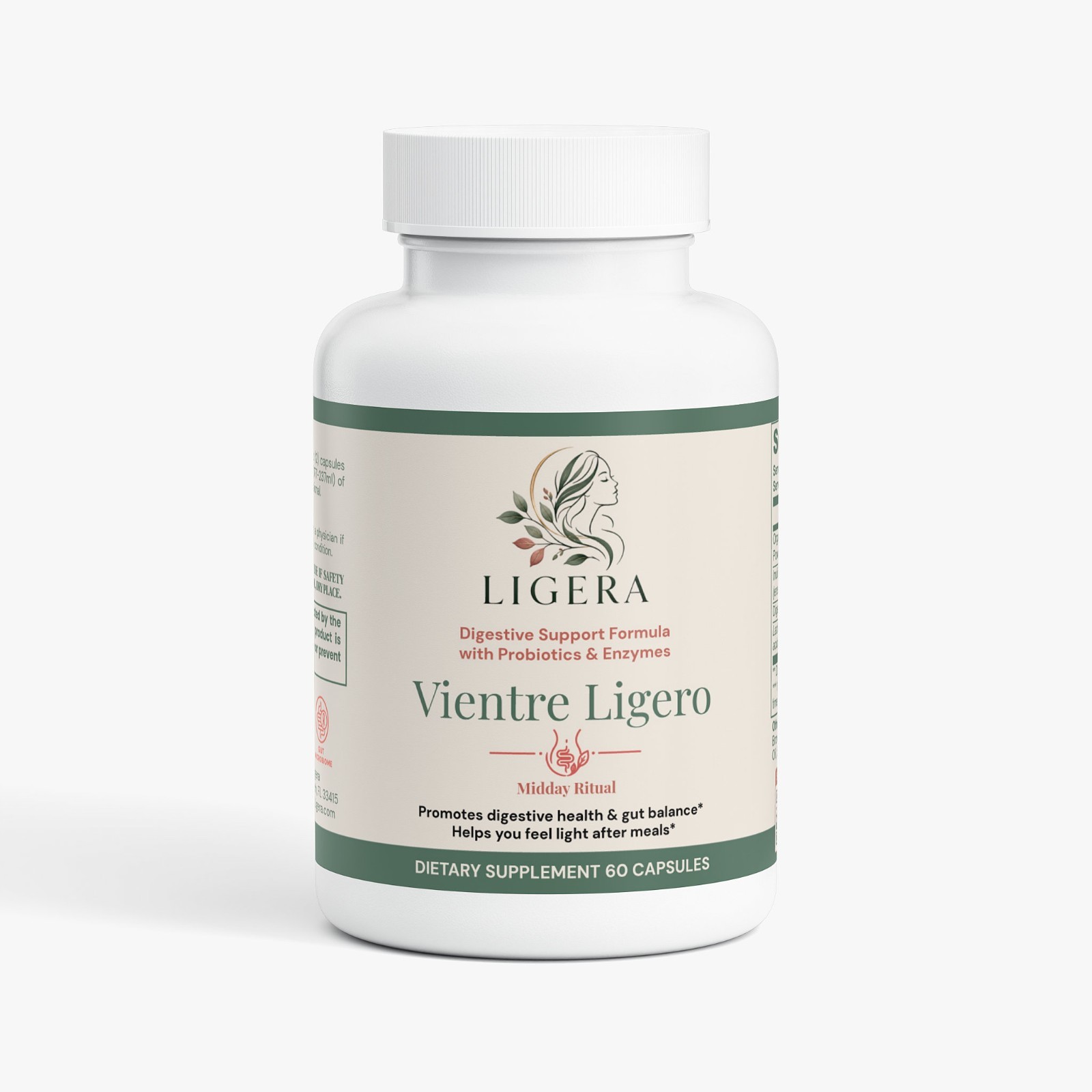 Ligera 4-in-1 Gut Health ACV Probiotic Prebiotic Digestive Enzymes Woman 60 Caps