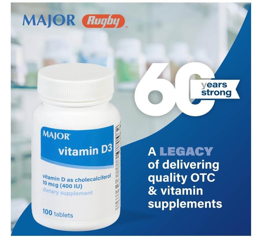 Vitamin D3 400 IU 10mcg with Calcium 25mg Bone Immune Health Supplement 100 Tabs