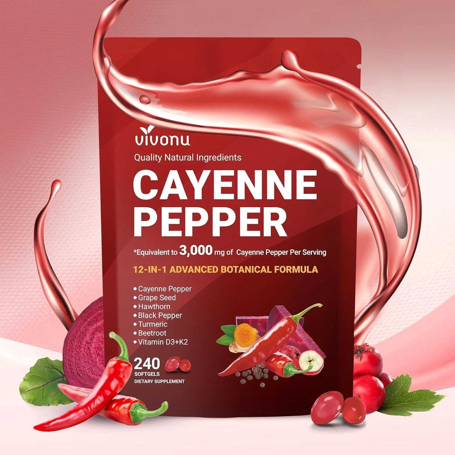 Cayenne VivoNu Pepper Softgels Supplement | 12|in|1 – Softgels Botanical 3000mg