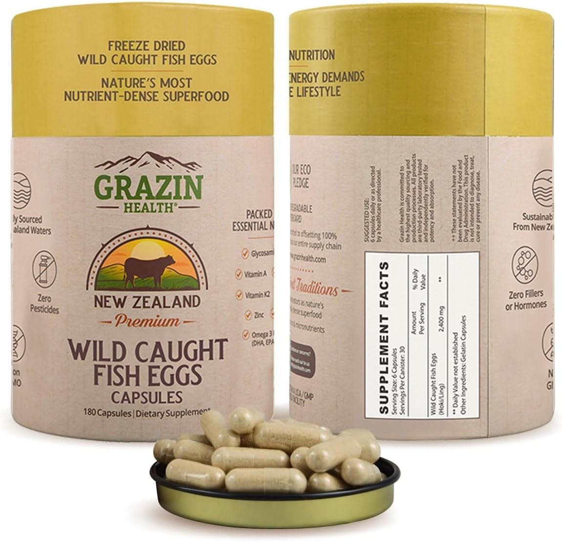 GRAZIN HEALTH Fish Eggs Capsules – 3000mg Per Serving
