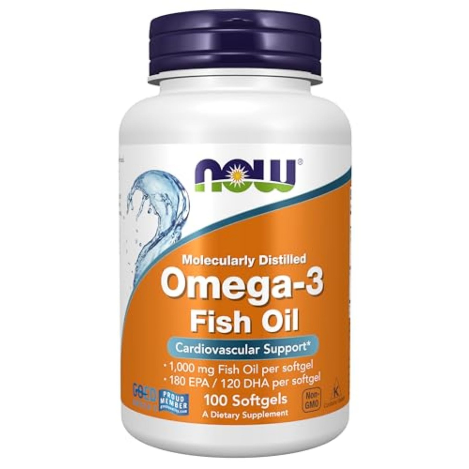 NOW Supplements Omega-3 180 EPA / 120 DHA Cardiovascular Support (100 Softgels)