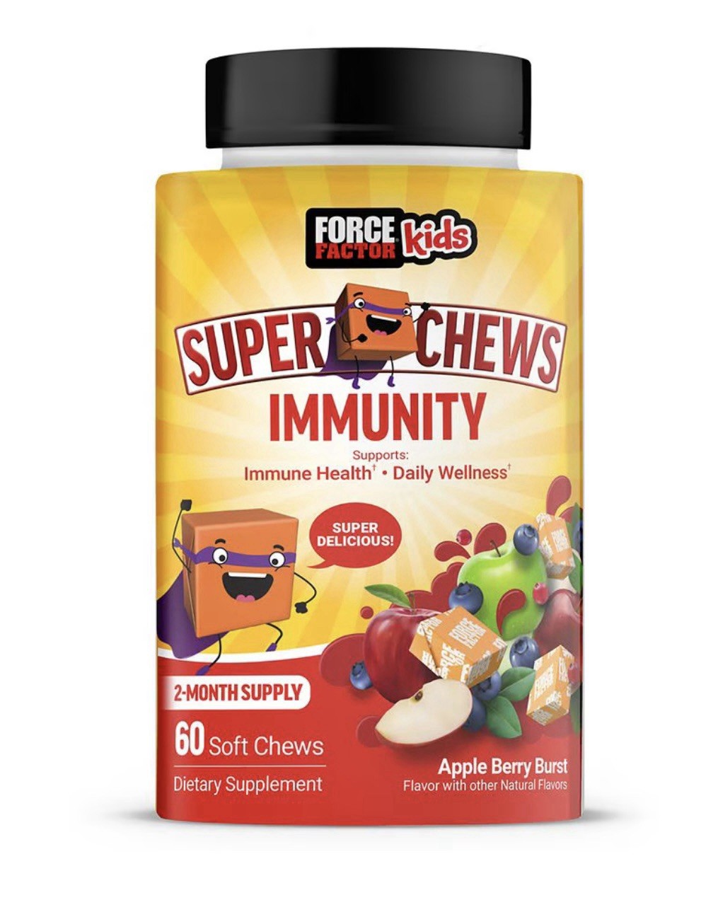 2 Bottles Kids Immunity Super Chews – Apple Berry Burst, Soft Chews exp: 2-8-26