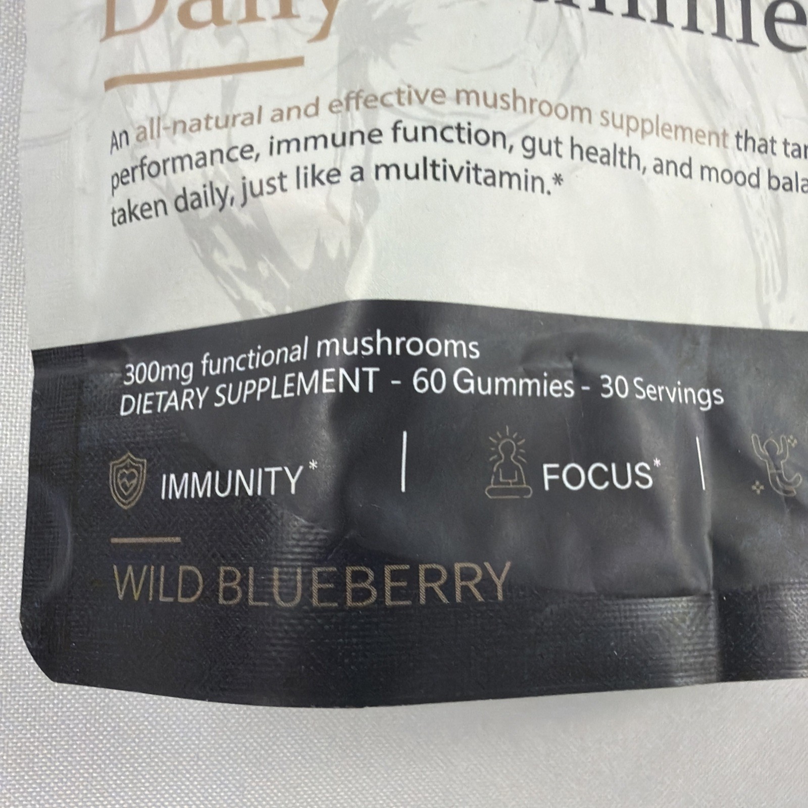 Gusupy Super Mushroom Daily Gummies 60 Count Wild Blueberry Exp 01 18 2028