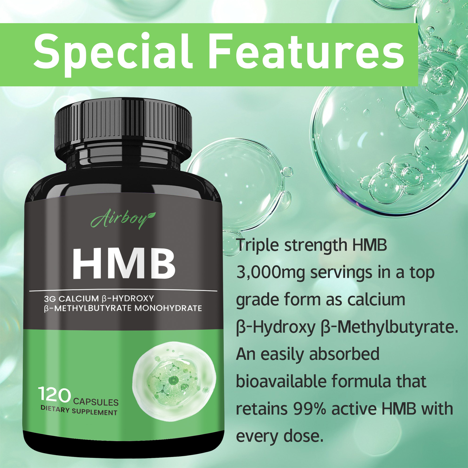 HMB Capsules 3000mg-Fat Burner,Strength Muscle & Strength,Improved Regeneration