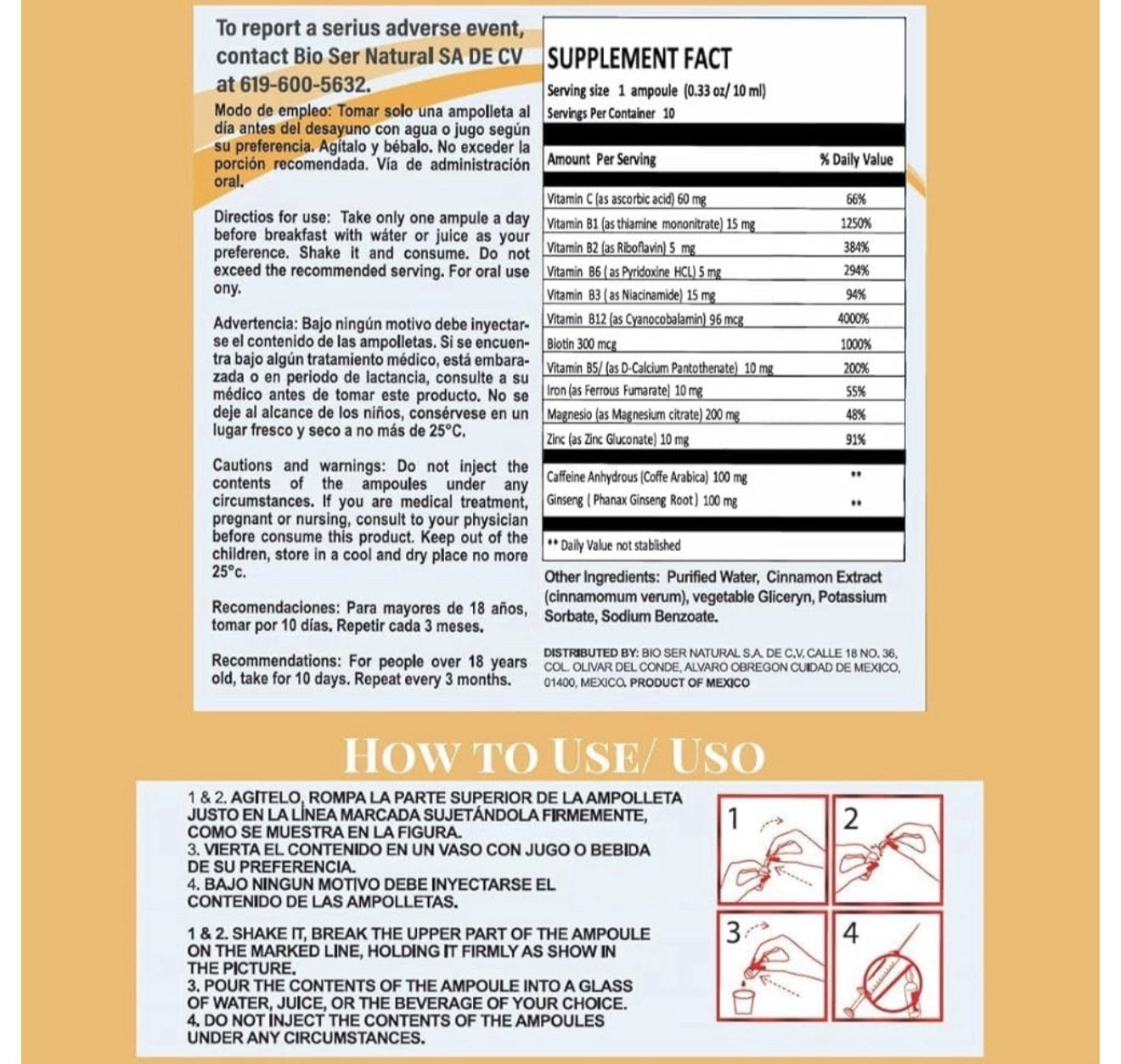 3en1 B Complex, Complejo B 1000 Shot | Multi-Vitamins,Calcium, L-Lysine