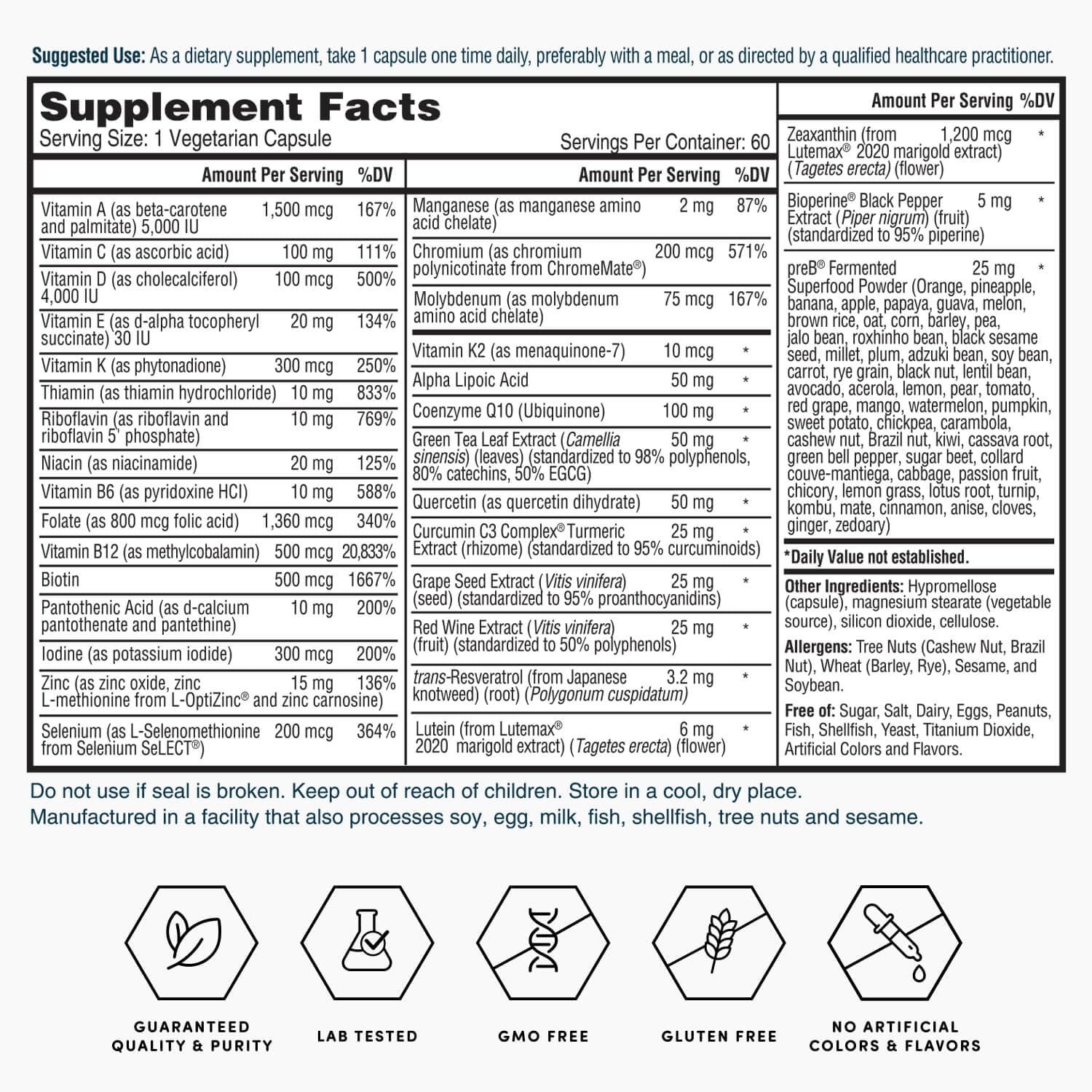 Nature’s Lab Gold One Daily Multivitamin – Contains 19 Essential Vitamins & M…