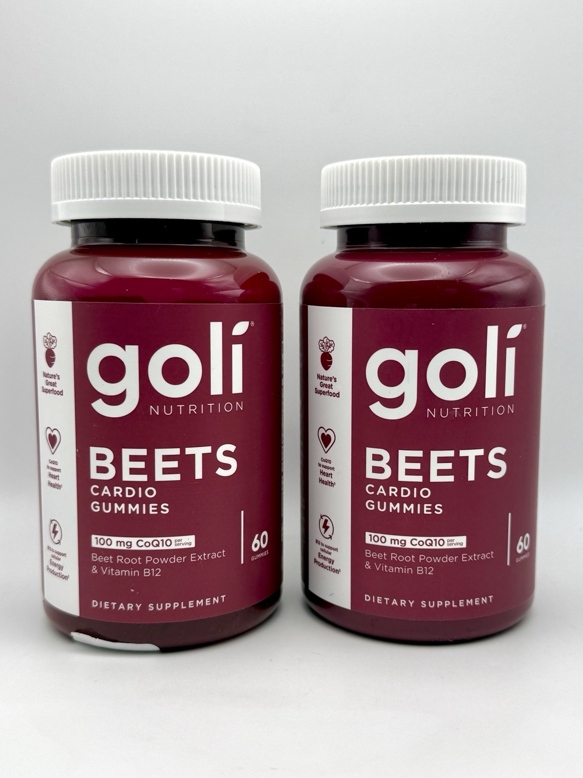 2 pack Goli BEETS Cardio Gummies 100mg CoQ10 Beet Root Extract Superfood