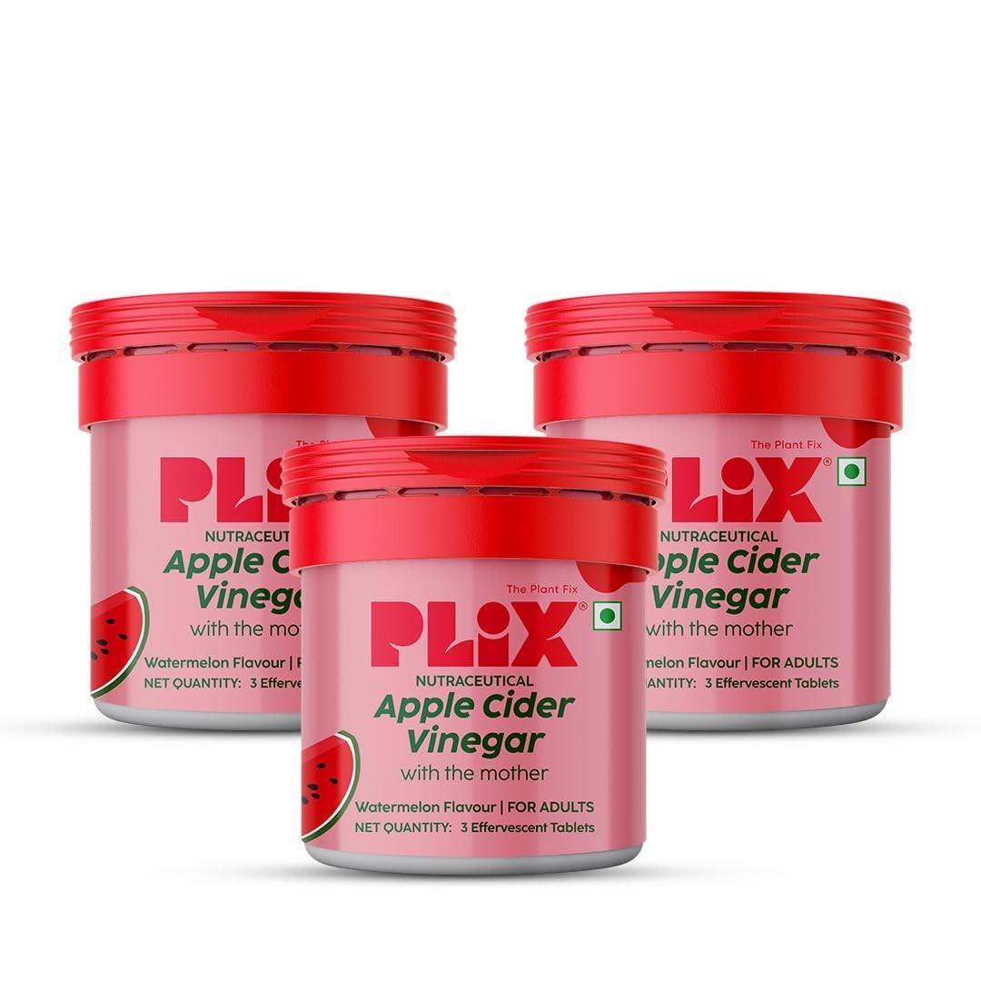 Plix Apple Cider Vinegar Effervescent Mini Vitamin B6 & B12 Pack of 3