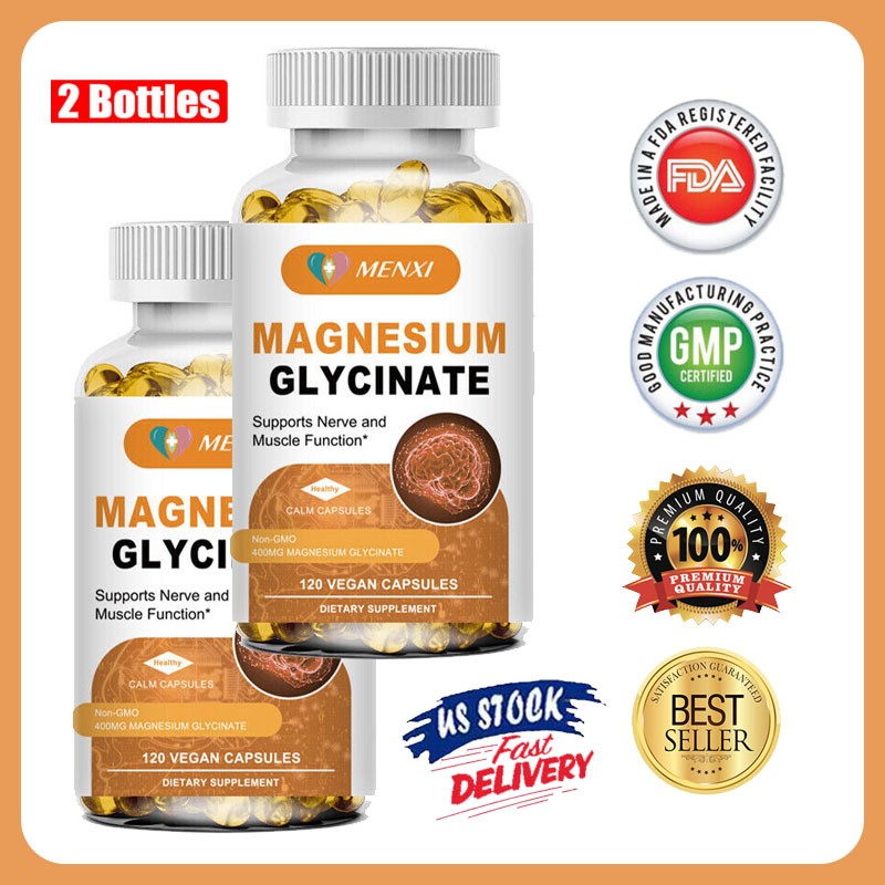 Magnesium Glycinate & Vitamin D3 Complex Supplement 240 Vegetarian Capsules