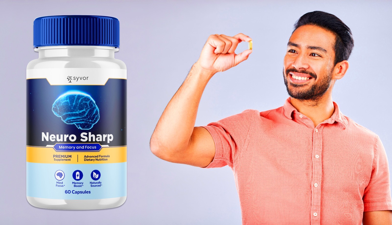 (5 Pack) Neuro Sharp Nootropic All Natural Formula Brain Supplement 300 Capsules