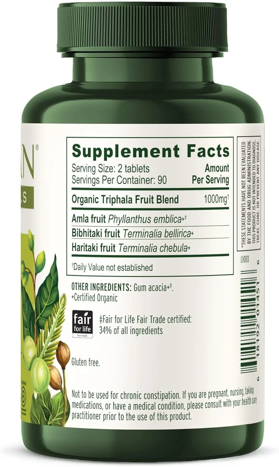 Banyan Botanicals Triphala Tablets – Organic Triphala with Amla – 180 Tablets
