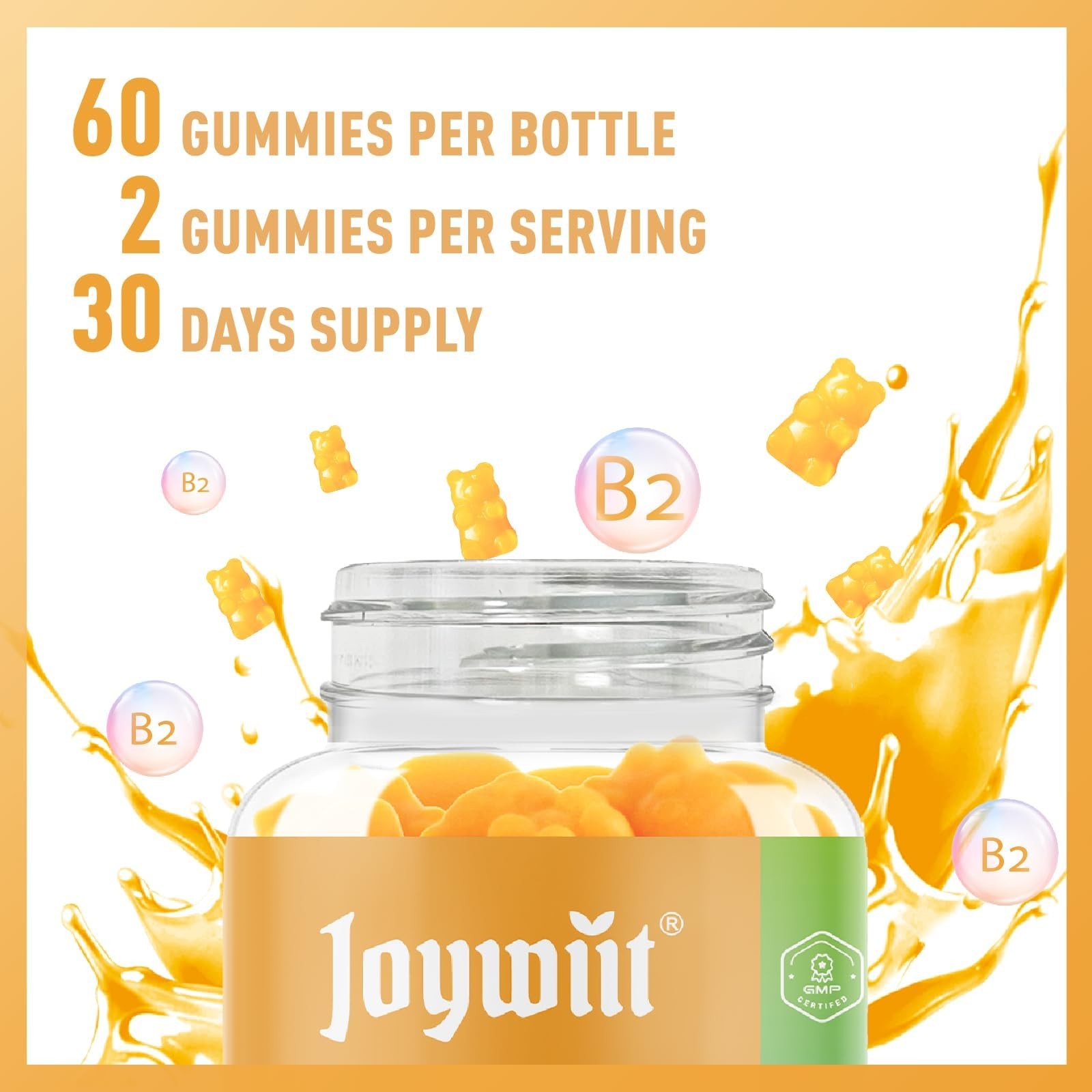Vitamin B2 Gummies | Riboflavin 400mg | b2 Vitamin 400mg Chewable for Adults …