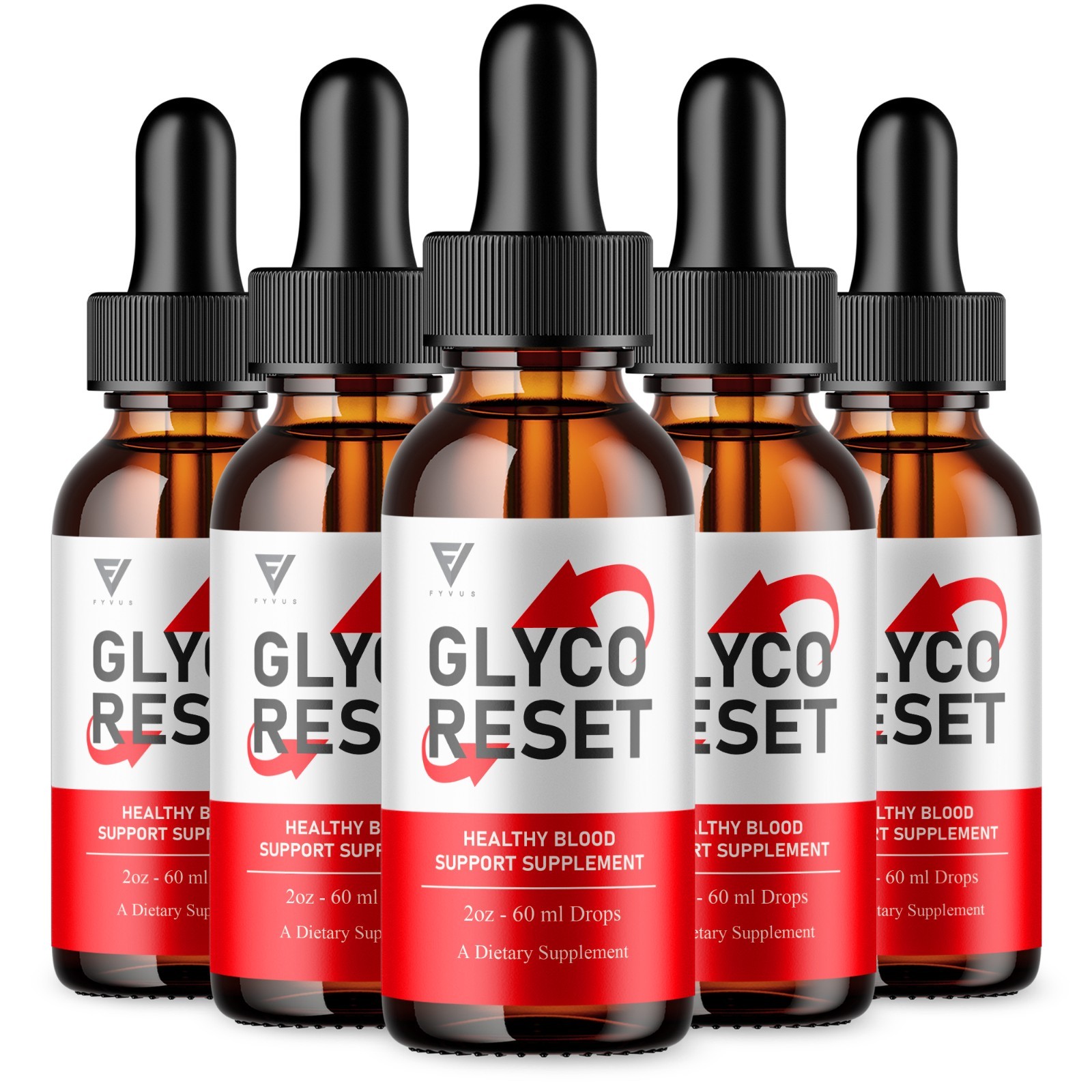 (5 Pack) Glyco Reset Drops, GlycoReset Premium Blood Support Supplement (10oz)