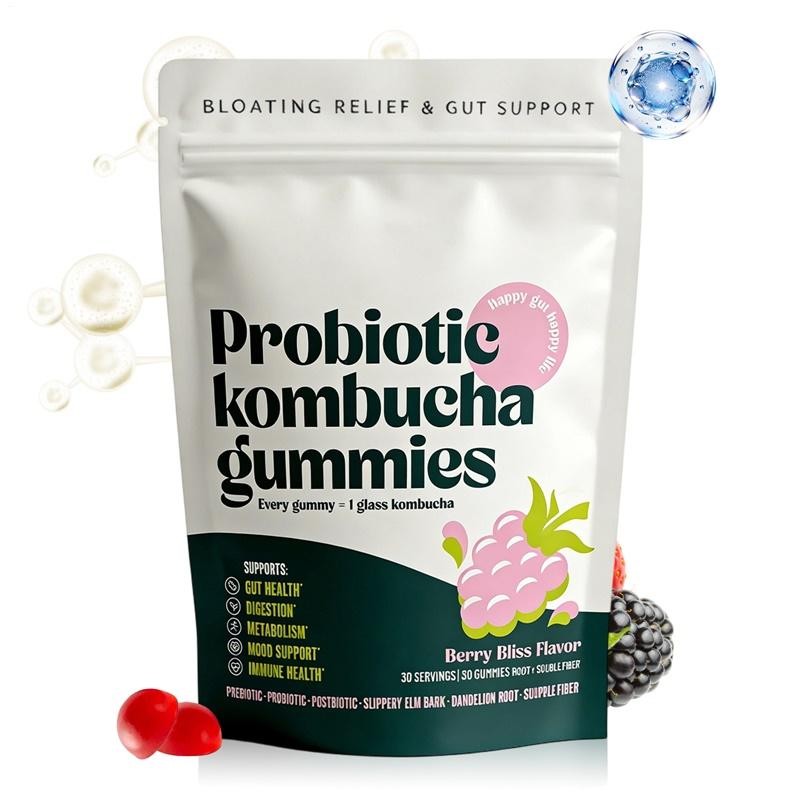 Kombucha Probiotic 2packs Gummy – Prebiotics, Probiotics, Postbiotics,Fiber Supp
