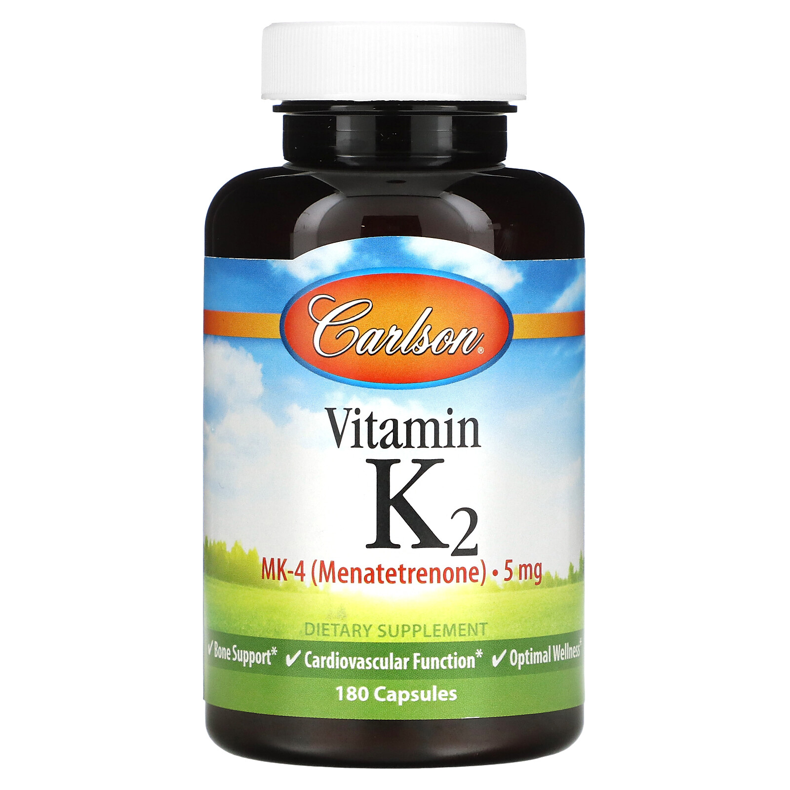Carlson Labs Vitamin K2 MK-4 Menatetrenone 5 mg 180 Capsules Gluten-Free,