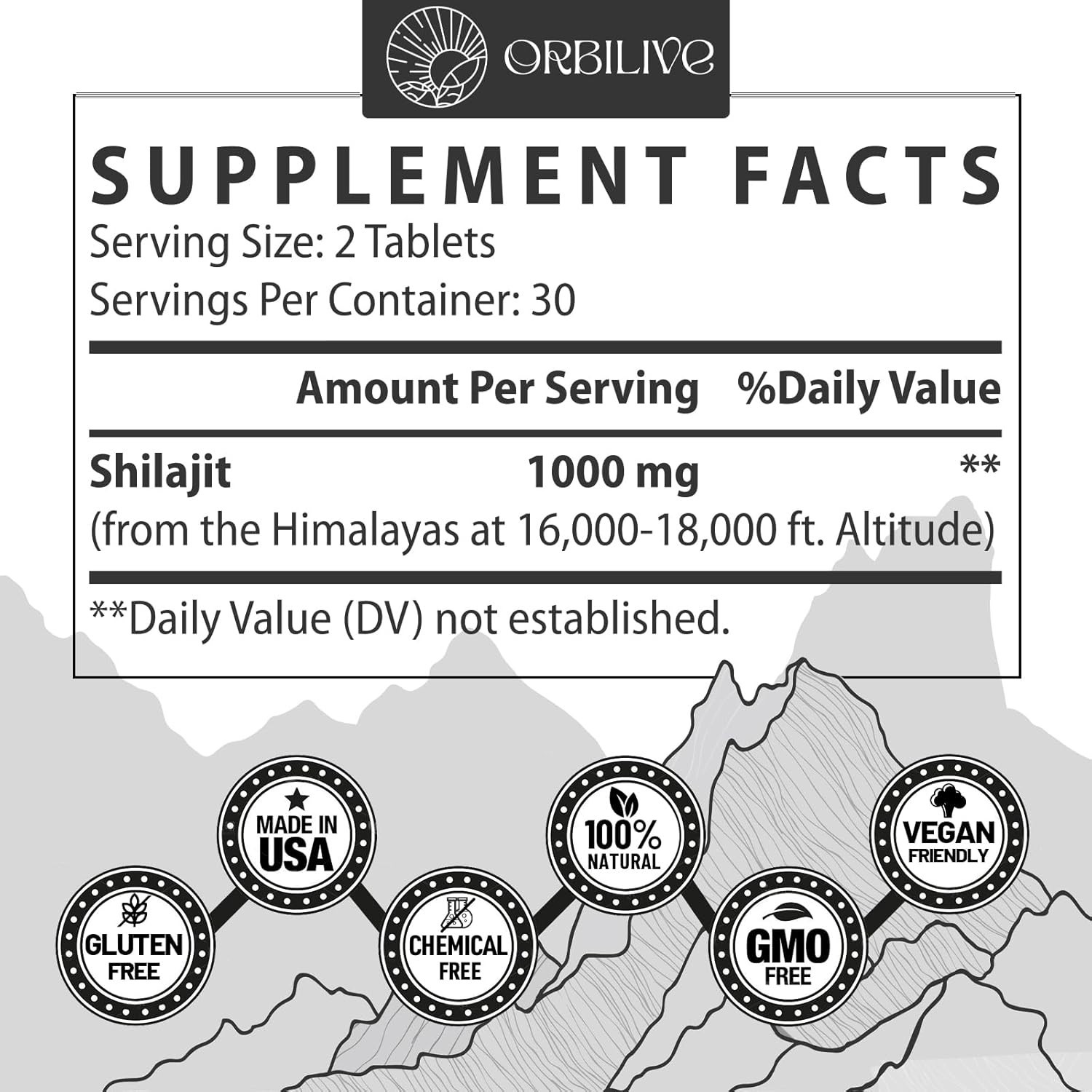 Shilajit 30000MG Pure Himalayan with 85 Trace Minerals 60 Count
