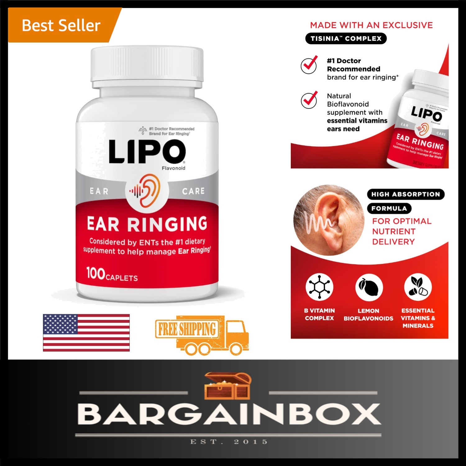 Doctor-Recommended Lipo Flavonoid Caplets – Clinically Proven Ear Health Support