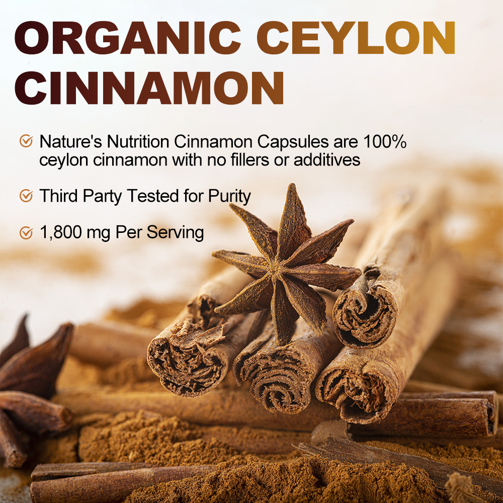 Organic 1800mg Ceylon Cinnamon 240 Capsules Highest Potency Blood Sugar Support
