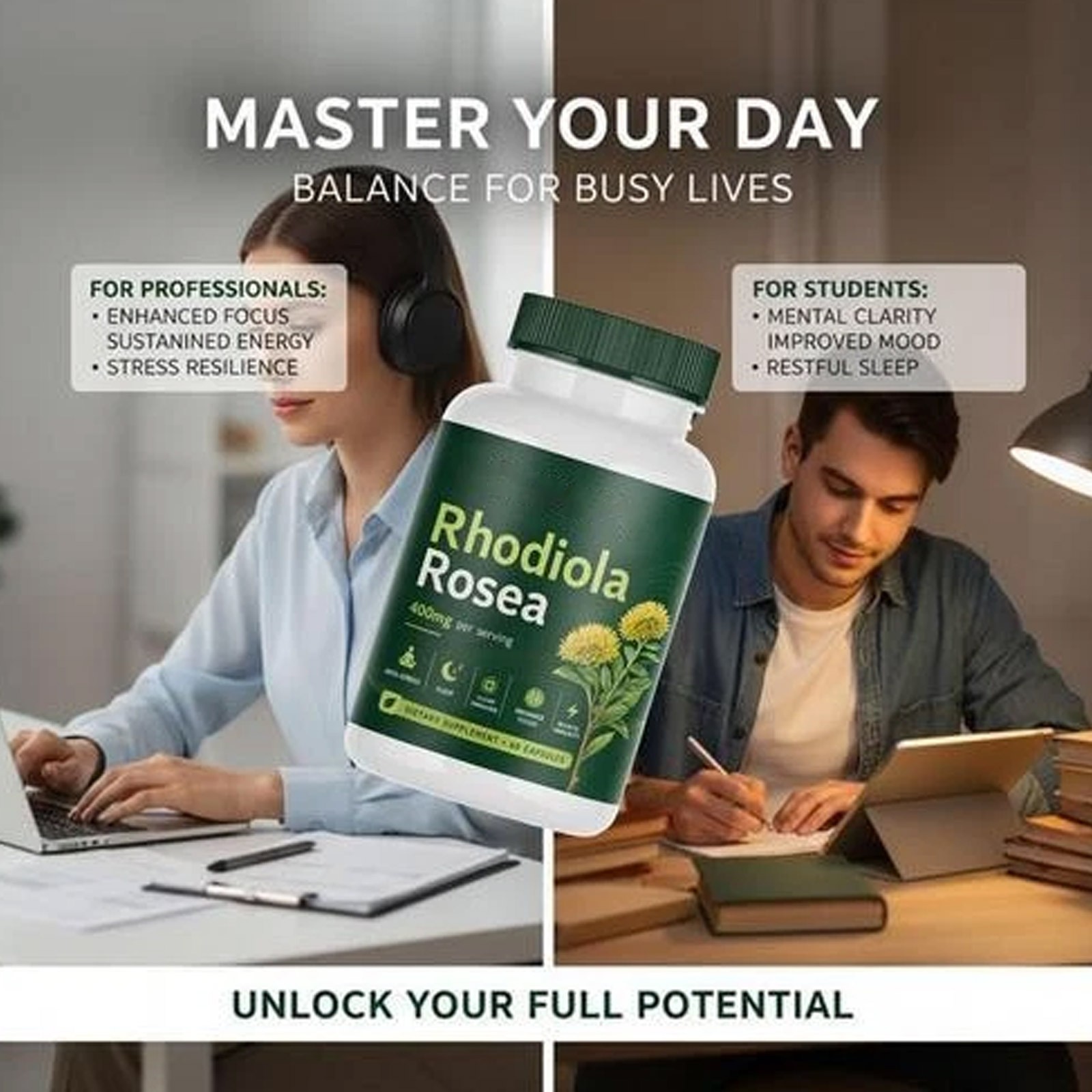 Soluma Rhodiola Rosea, 400mg Per Serving With Bioperine 60 Capsules 1 Set