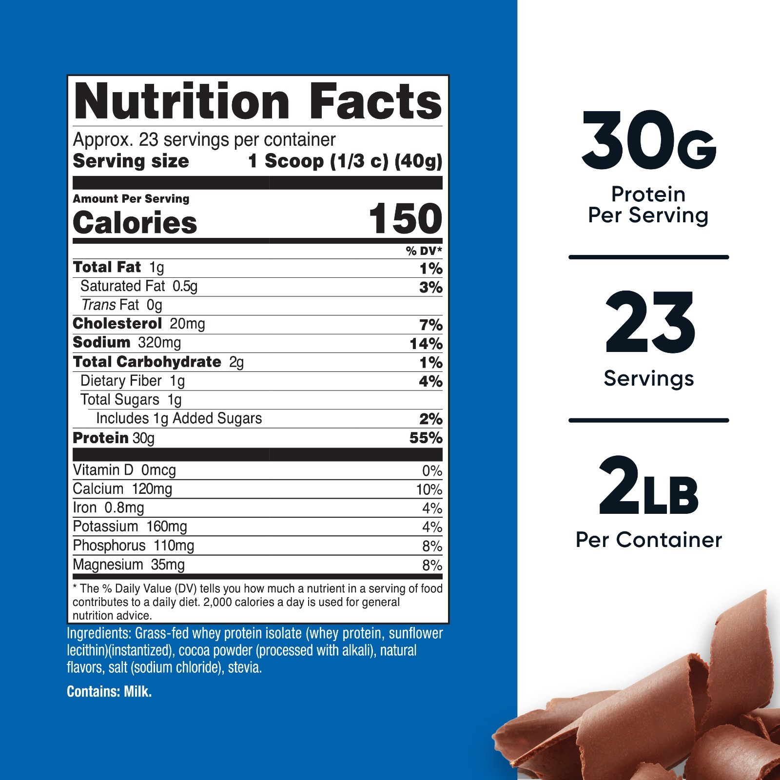 Nutricost Grass-Fed Whey Protein Isolate (Chocolate) 2LBS – Non-GMO, Gluten Free